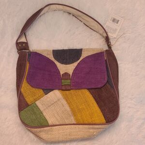 Earth Divas Fair Trade Hemp Burlap Women’s Shoulder Purse Handbag New Nwt